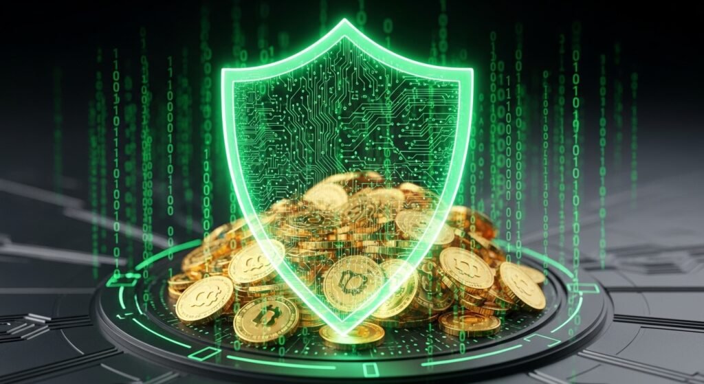 블록체인 네트워크를 보호하는 강력한 암호화 레이어와 가상 보안 방패